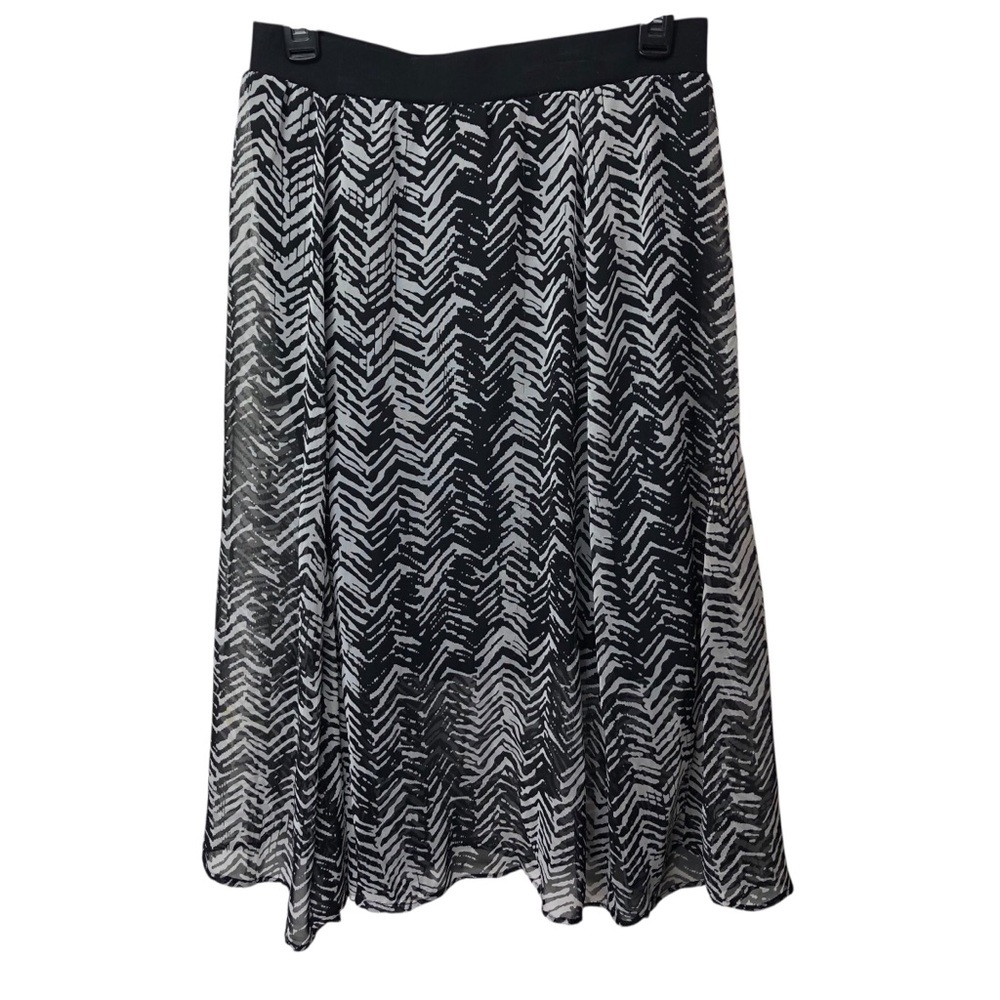 Lapis NWT Midi Skirt Abstract Zebra Print Sz S Pull on Chiffon Feminine Mobwife